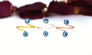 Toe Ring Made With Aquamarine Swarovski Crystal Elements