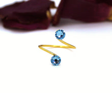 Load image into Gallery viewer, Toe Ring Made With Aquamarine Swarovski Crystal Elements
