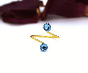 Toe Ring Made With Aquamarine Swarovski Crystal Elements